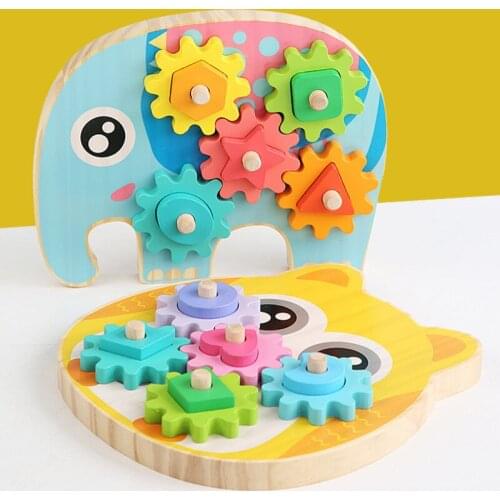 2021 ChildrenS Education Wooden Gear Assembly Caterpillar Toys Assembling Blocks Colorful Sorting Color Cognitive Board Toys