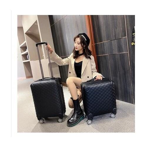 2021 travel trolley rolling bag for women PU Suitcase bag Women Wheeled Luggage bag Cabin Trolley Bag on wheels Trolley Suitcase