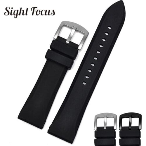 23mm Soft Silicone Sports Watchbands for Mido Blancpain Armani Citizen Black Rubber Strap Wristband Watch Belt Bracelet for Man