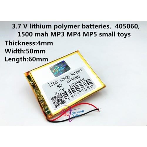 3.7V 1500mAh 405060 Lithium Polymer Li-Po li ion Rechargeable Battery cells For Mp3 MP4 MP5 GPS mobile bluetooth