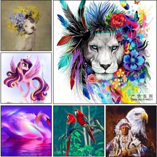 3D DIY Diamond Embroidery Animal Full 5D Diamond Painting Flower And Lion Falcons Diamonds Mosaic Rhinestone Cross Stitch