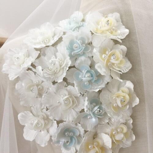 3D Flower Sequins Lace Patch Applique For Wedding Dress DIY Dolls Clothing Patches Sewing On Accessories Beading Appliques