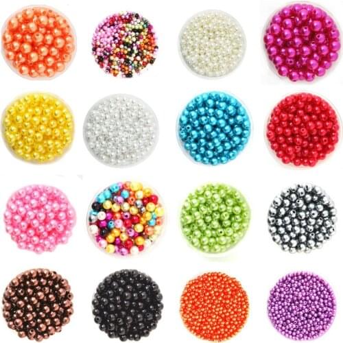4/6/8/10MM Multicolors Round Acrylic ABS Imitation Pearl Beads Loose Spacer Beads for Jewelry Making DIY Bracelet Necklace