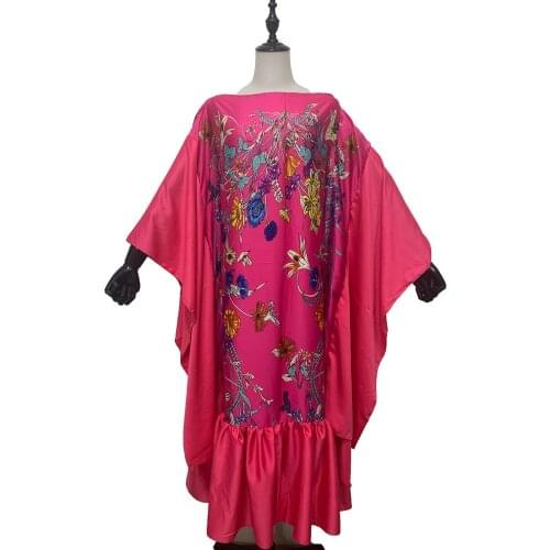 African Dresses For Women Traditional Floral Bohemian 2021 Robe abaya Silk Kaftan Maxi Dresses Muslim Ramadan BouBou Clothes