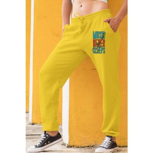 Angemiel Wear Music Never Sleeps Yellow Women Sweatpants