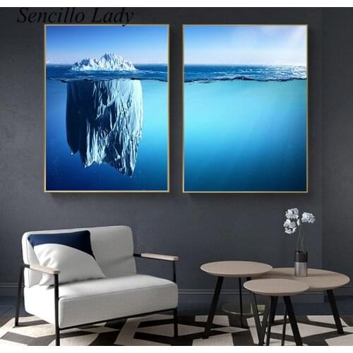 Antarctic Iceberg Canvas Painting Ice Ocean Nature Landscape Poster Wall Art Print Modern Picture Living Room Home Decoration