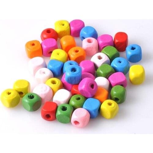Mixed Cube Wooden Spacer Beads For Jewelry making DIY 10mm 100pcs MT0537-10