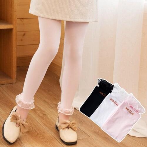 Childrens anti-balloon lace pants girls solid color velvet leggings summer thin baby mosquito socks princess fashion all-match