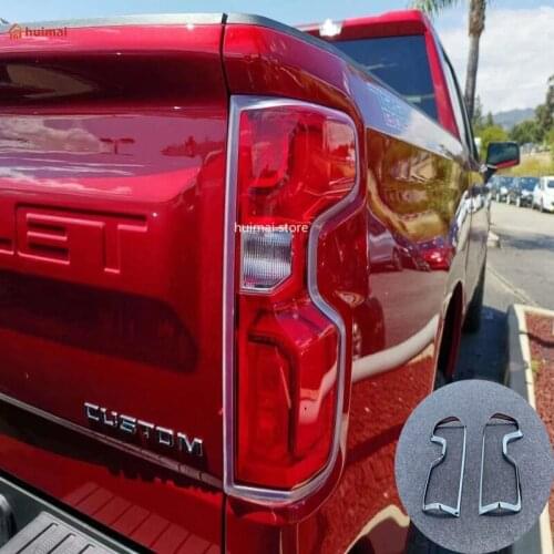 For Chevrolet Silverado 1500 2019 2020 Chrome Rear Light Lamp Cover Trim Taillight Frame Trims Car Styling Accessories 2pcs/set