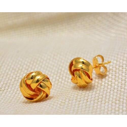 Dubai Arab Small Flower Button type Ethiopian Gold Color Earrings for Women Girls African Ethnic Earring Mom Wedding Jewerlry