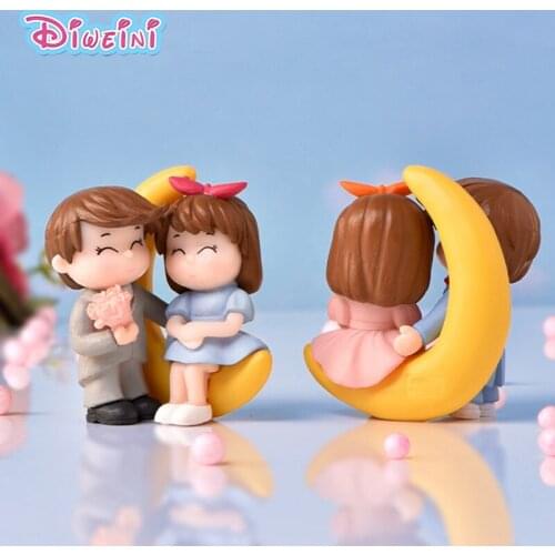 Lover Moon Couple Boy Girl Action Figure Cartoon Character Model Figurine Birthday Cake Decoration Toy Doll House Gift For Kids