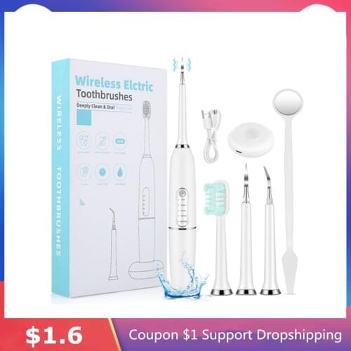 Sonic Electric Toothbrushes for Adults Kid Dental Calculus Remover Teeth Whitening IPX7 Waterproof Replaceable Stains Remover