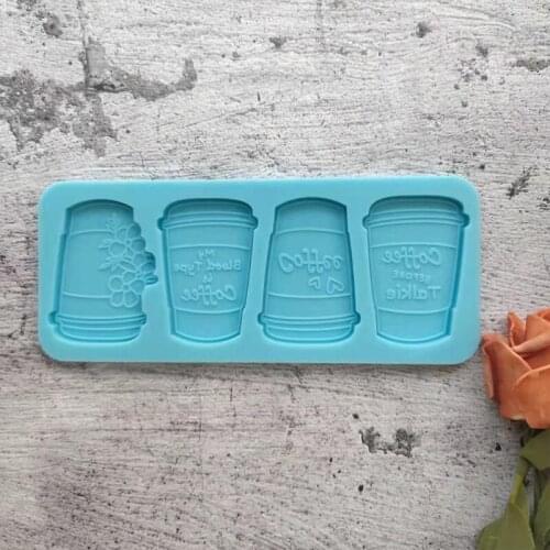 Epoxy Resin Mold Tray Four Coffee Cups Casting Silicone Mould DIY Crafts Tool J60E