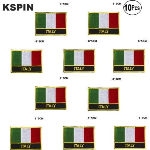 Italy Flag Embroidery Patches Iron on Saw on Transfer patches Sewing Applications for Clothes in Home&Garden