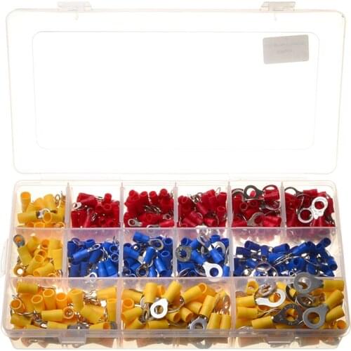 650Pcs Assorted Insulated Terminals Electrical Wire Cable Crimp Butt Ring Terminals Connector Assortment Kit
