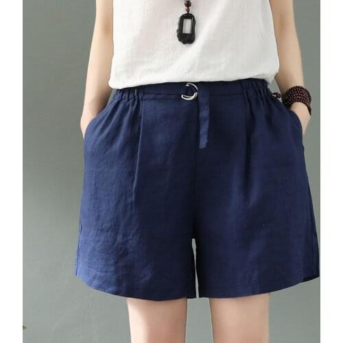 Casual Cotton Linen Short Femme Vintage Mini Shorts Summer New Arts Style Women Elastic Waist Loose Shorts All-Matched