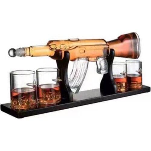Creative Wine Bottle Pistol Glass Big Gun Type Whiskey Decanter Set 800ML Bar Tools Russian Style High Glass Craft Wine Bottle