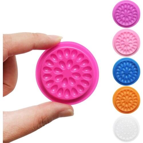 Round Crystal False Lashes Pad Eyelash Tray Holder 10Pcs Flower Shape Fake Eye Lashes Tray Extension Glue Pallet Pads PVC Gasket