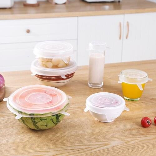 Luluhut 6 pcs soft silicone cover reusable silicone caps for food fruit silicone stretch lids vacuum storage silicone dish cover