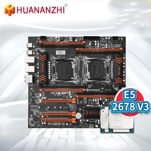 HUANANZHI X99 F8D Motherboard Intel Dual with Intel XEON E5 2678 V3*2 Combo Kit Set Support DDR4 ECC M.2 NVME NGFF USB3.0