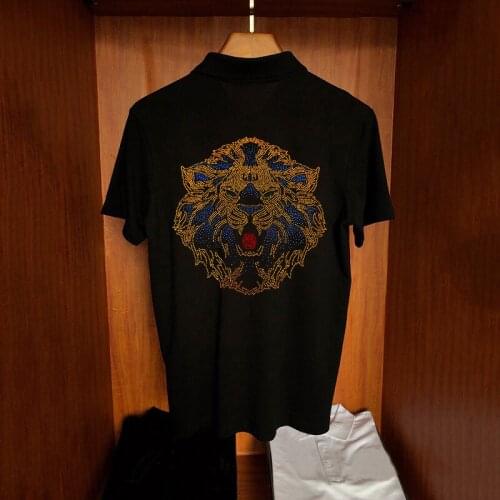 High Quality Hip-Hop Trend Personality Mens Loose Polo Shirt Sturdy Hot Drilling 2020 Short Sleeves