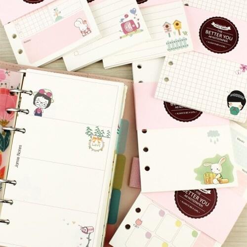 MyPretties Girly Refill Papers Blank Grid Ruled A5 A6 Filler Papers for 6 Hole Binder Organizer Notebook Papers 40 Sheets