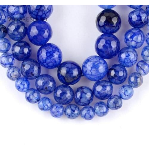 Natural Blue Faceted Dragon Vein Agates Stone Round Loose Beads For Jewelry Making 6-10mm Spacer Beads Fit Diy Bracelets 15
