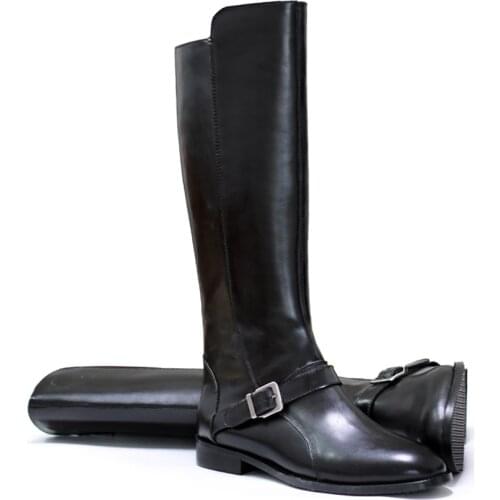 WWII GERMAN Officer EM LEATHER COMBAT BOOTS Knight SHOES RIDING BOOTS ZIPPER