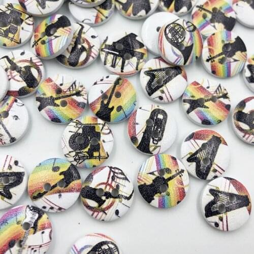 New 50Pcs 15MM Mixed Wood Buttons Sewing Kids Craft Mix Lots Scrapbooking WB693