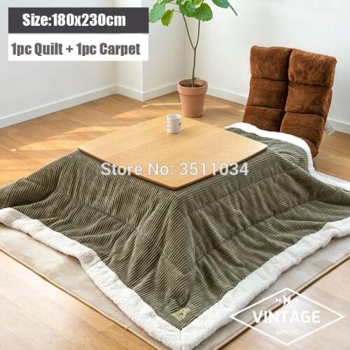 180x240cm Kotatsu Futon Blanket 1pc Funto + 1pc Carpet Cotton Soft Quilt Japanese Kotatsu Table Cover Square/Rectangle Comforter