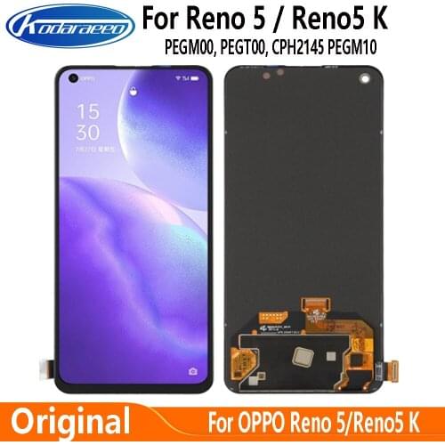 Original Display Replace 6.43" For OPPO Reno5 5G PEGM00 PEGT00 CPH2145 LCD Touch Digitizer Screen For OPPO Reno5 K PEGM10