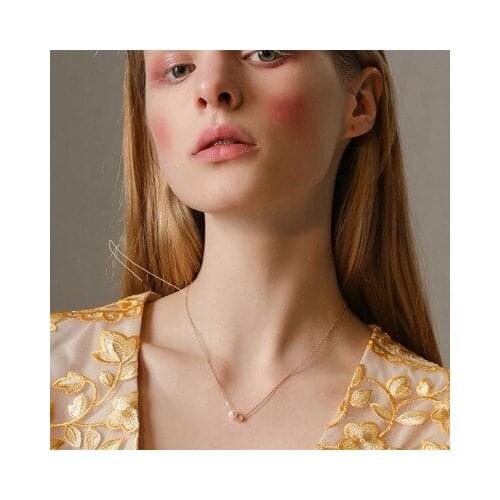 New Elegant Women Imitation Pearl Heart Shape Pendant Necklace Thin Clavicle Chain Choker Handmade Gold Color Wedding Jewelry