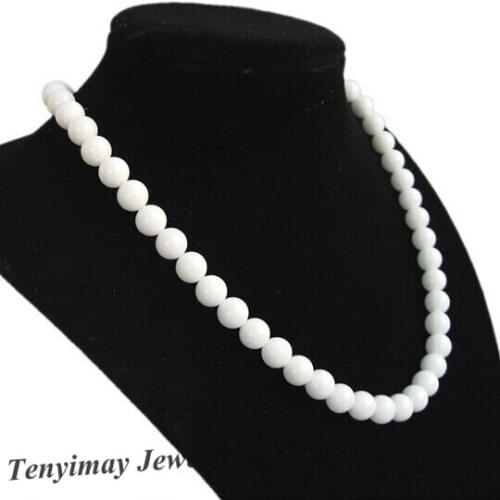 Natural 8mm White Tridacna Beaded Necklace 18" Womens Choker Birthday Gift 5pcs/Lot Free Shipping