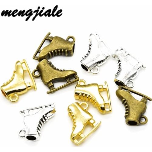 5pcs Wholesale Three Color Shoe Charms Zinc Alloy Metal Ice Skates Pendants For DIY Handmade Jewelry Accessories Making 20*18mm