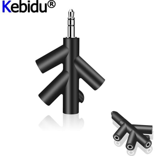 Portable 3.5mm Aux Audio Cable Splitter 1 Male To 4 Female Tree Branch Earphone Port Share Adapter For Cellphone Notebook PC MP3