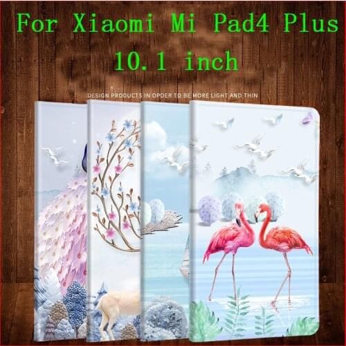 Luxury PU Leather Flip Tablet Case For Xiaomi Mi Pad 4 plus 10.1 inch Shell Coque Mi Pad4 Mipad 4 Plus Smart Stand Cover Fundas