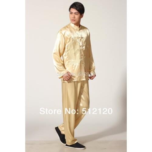 Shanghai Story dragon Clothing tai chi clothing beige chinese traditional clothing for men kungfu Set taiji suit set