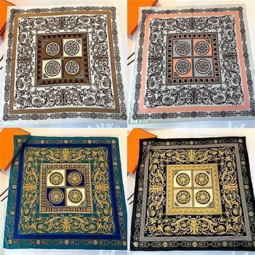 Hand-rolled floral female professional twill scarf shawl sunscreen Brand Design Bandana Curled Foulard Head Scarves hijab cloth