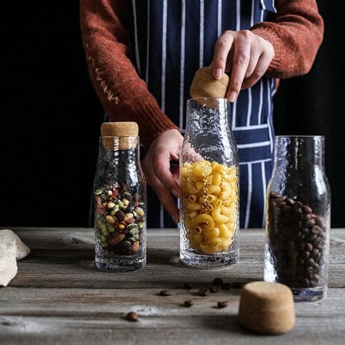 Nordic Glass Storage Jar With Cork Lid Sealed Bottle Spices Can Coffee Sundries Container Box Kitchen Organizer Tools Home Decro