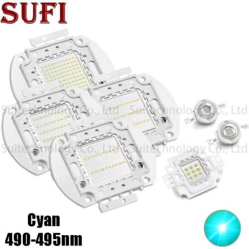 High Power 3W 5W 10W 20W 30W 50W 100W LED Chip COB Cyan 490-495nm Ice Blue For DIY 3 5 10 20 30 50 100 W Spotlight Floodlight