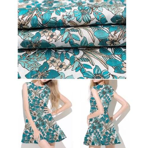 High-grade 150*100cm blending tissues Fabric,Jacquard Dress cloth material,fresh Cherry leaf design fabrics for sewing