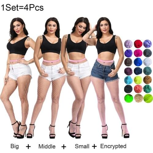 4Pcs/Lot 20 Colors Womens Sexy Fishnet Stockings Fish Net Pantyhose Mesh Stocking Skin Fashion High Stocking Plus Size Tights