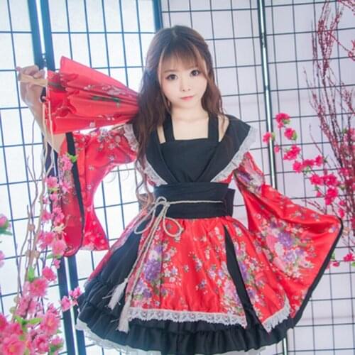 Floral Print Halloween Fancy Party Dress Women Japanese Kimono Costume Traditional Japanese Yukata Kimono Asian Clothes S-XXXL