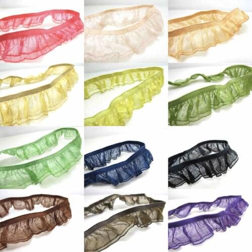 1 Inch Elastic Stretchy Pleated Chiffon Trim|Ruffled Ribbon|Doll Costume Edging|Clothing Sewing Supplies