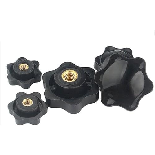 10/5 PCS M5 M6 M8 M10 Plum Hand Tighten Nuts Handle Thread Star Mechanical Black Thumb Nuts Clamping Knob Manual Nuts