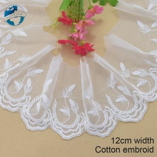 12cm wide Cotton embroid lace edge sewing ribbon guipure trim wedding lace DIY Garment Accessories french african doll lace#3954