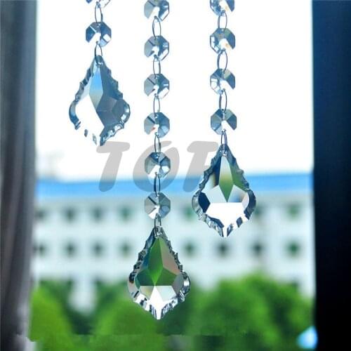 15pcs 38mm French Cut Maple Leaf Pendant Glass Crystal Prisms For Chandeliers