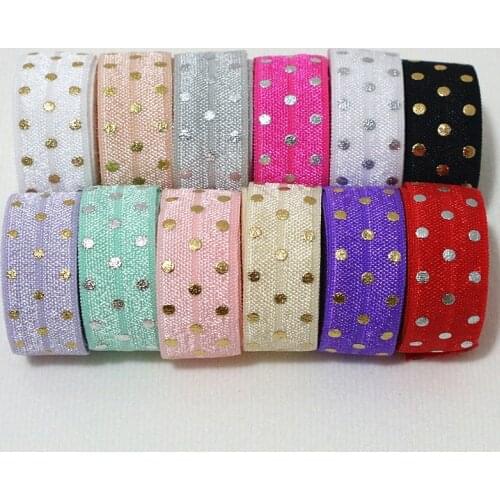 5yards/lot 5/8'' 16mm Polka dots printed elastic rubber band fold over elastic foe ribbon diy accessories crafts