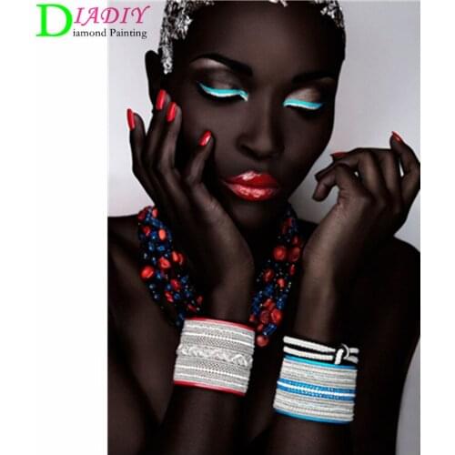 5D DIY Diamond Painting Black White Gold Modern Woman Cross stitch Diamond Embroidery Mosaic Art Picture Rhinestones Decor Gift