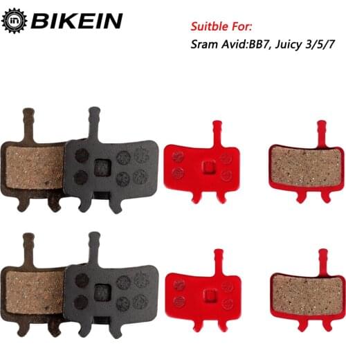BIKEIN Cycling 4 Pairs Resin Disc Brake Pads For Sram Avid BB7 Juicy 3/5/7 Semi-Metallic MTB Bike Hydraulic Brake Pads